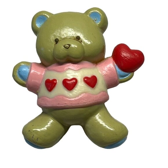 Vintage Teddy Bear Hugglesbie Brooch Valentines Day Pin Bear Hug Gibson Greeting - Picture 6 of 6